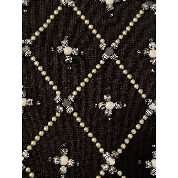 WHITE HOUSE BLACK MARKET Women’s Size S Beaded Embellished Cardigan Black Zip - Picture 5 of 7